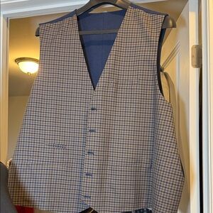 Men’s Checkered Vest in Blue and Brown